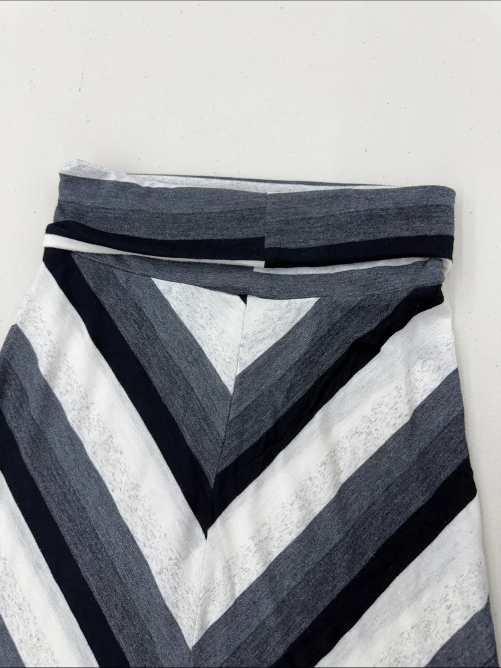 High-Waist Chevron Maxi Skirt in Black, Gray & White